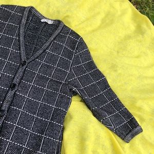 Vintage 1980s Valentino Black White Knit Cardigan